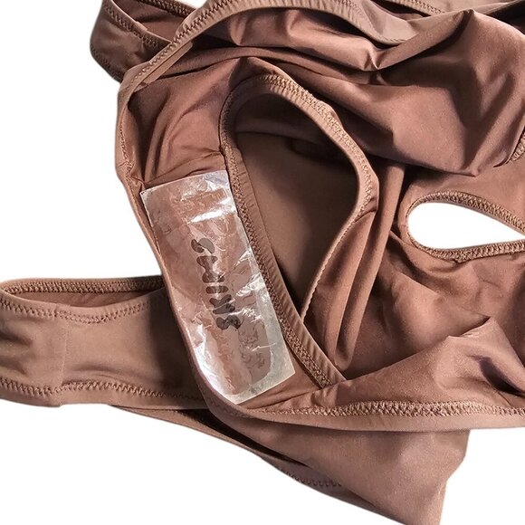 SKIMS Womens One Piece Monokini Swimsuit, Cut Outs, Brown, Plus Size Swim, 3X - Picture 8 of 9